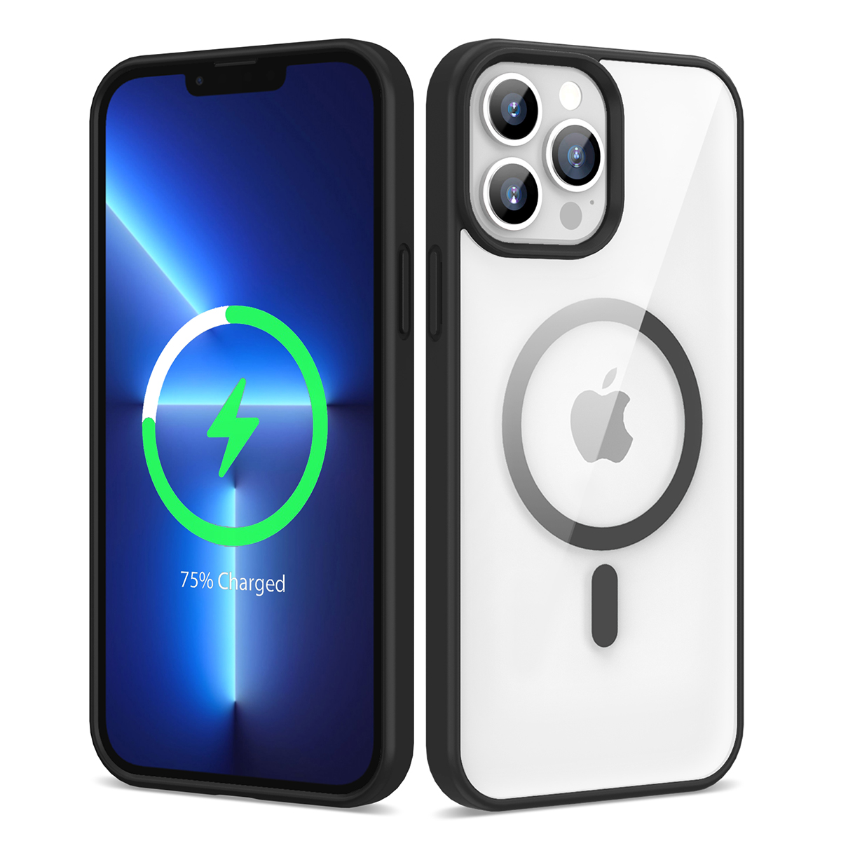 Apple iPhone 13 Pro Max Kılıf Magsafe Wireless Şarj Özellikli Silikon NXXA Ege Kapak-Siyah