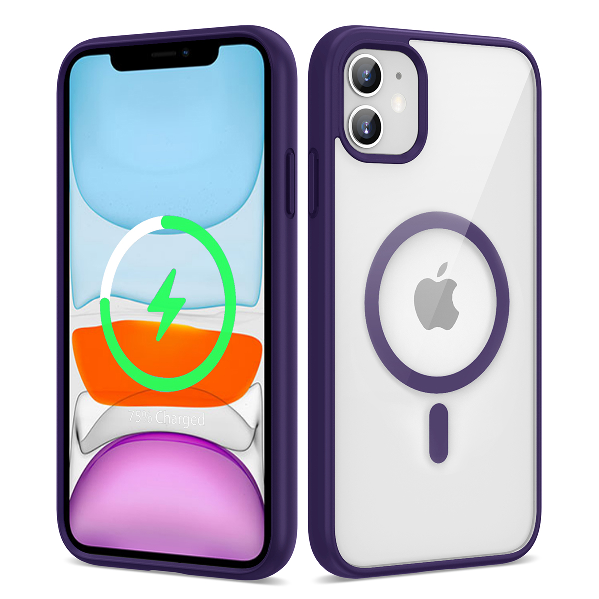 Apple iPhone 11 Kılıf Magsafe Wireless Şarj Özellikli Silikon NXXA Ege Kapak-Derin Mor
