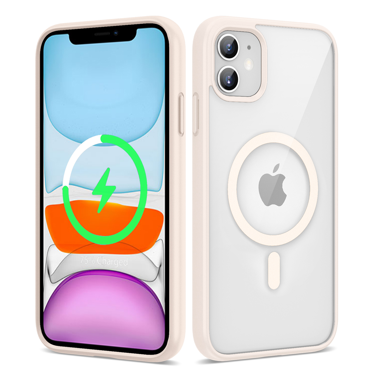 Apple iPhone 11 Kılıf Magsafe Wireless Şarj Özellikli Silikon NXXA Ege Kapak-Pembe