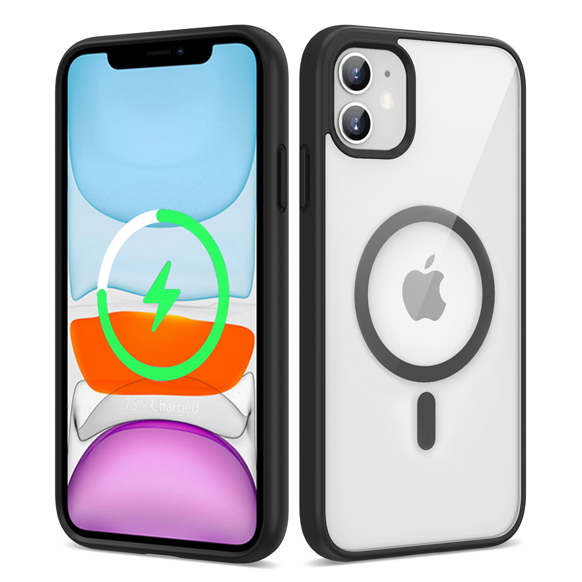 Apple iPhone 11 Kılıf Magsafe Wireless Şarj Özellikli Silikon NXXA Ege Kapak-Siyah