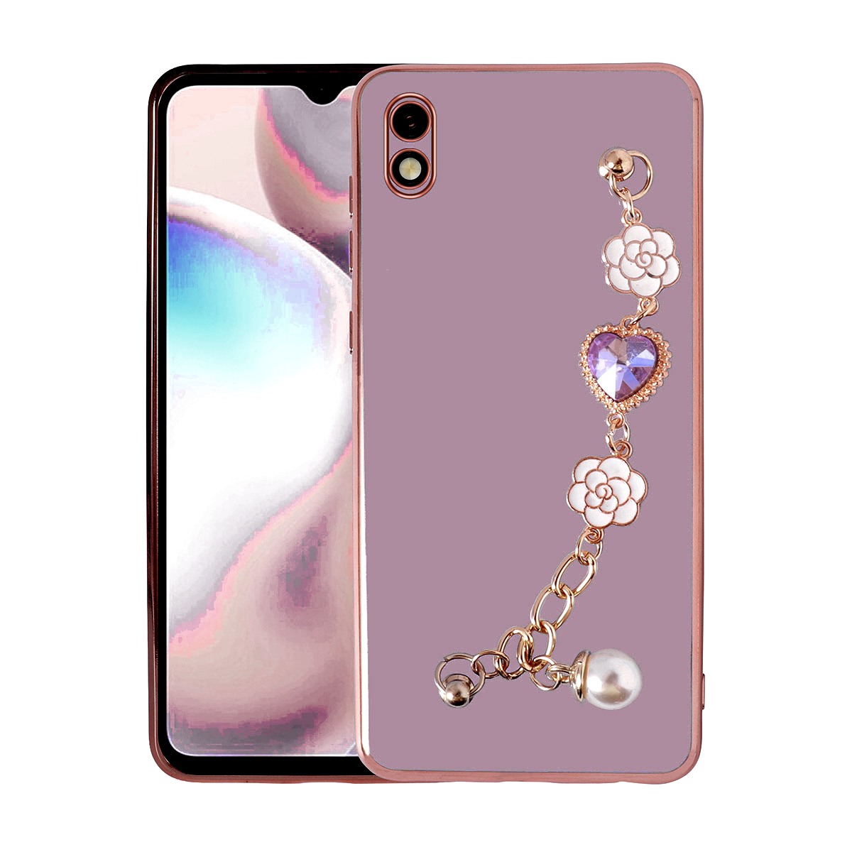 Xiaomi Redmi 9A Kılıf El Tutamaçlı Kamera Korumalı NXXA Taka Silikon Kapak-Mor
