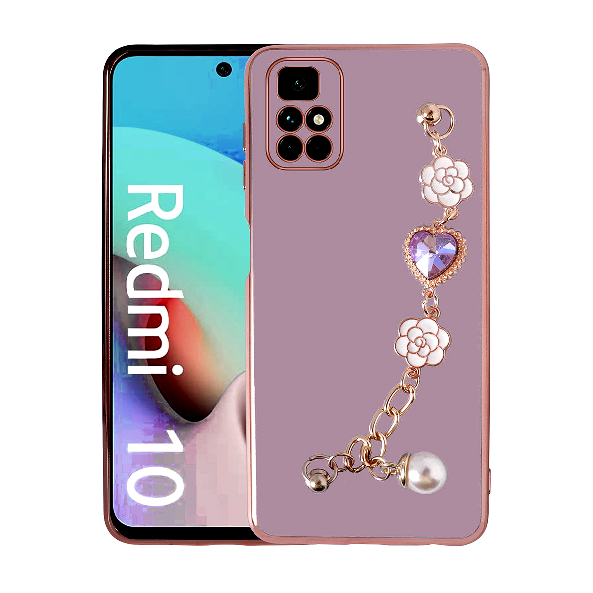 Xiaomi Redmi 10 Kılıf El Tutamaçlı Kamera Korumalı NXXA Taka Silikon Kapak-Mor