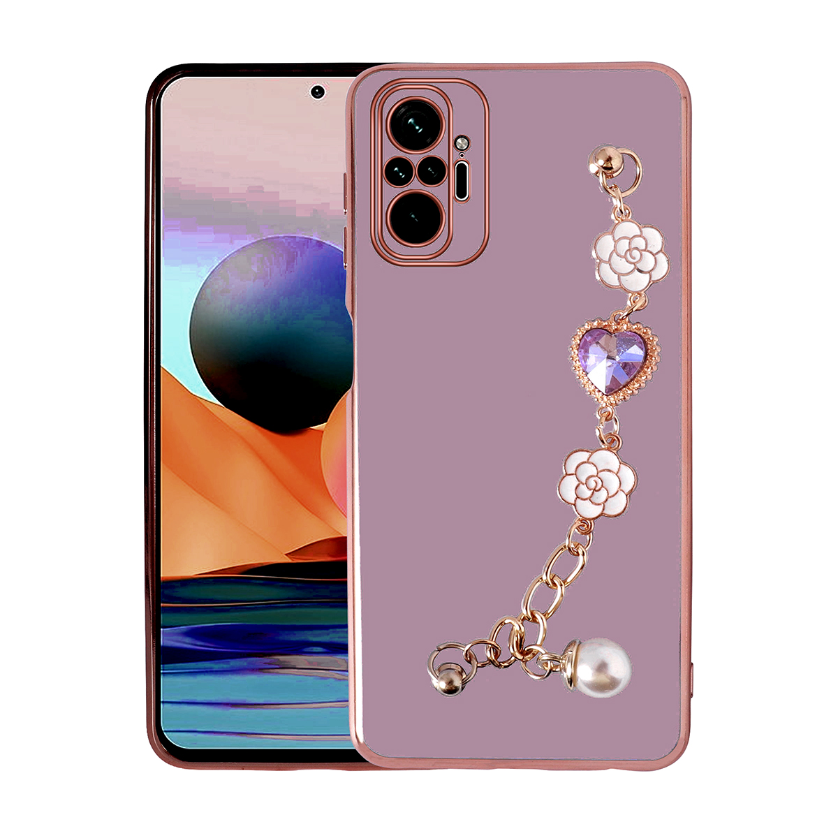 Xiaomi Redmi Note 10 Pro Kılıf El Tutamaçlı Kamera Korumalı NXXA Taka Silikon Kapak-Mor