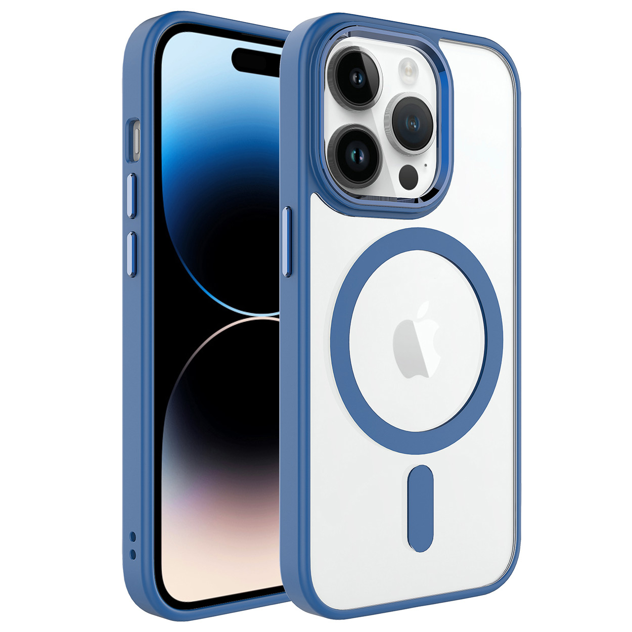 iPhone 14 Pro Max Uyumlu Wireless Şarj Özellikli NXXA Krom Magsafe Silikon Kapak-Lavendery Gray