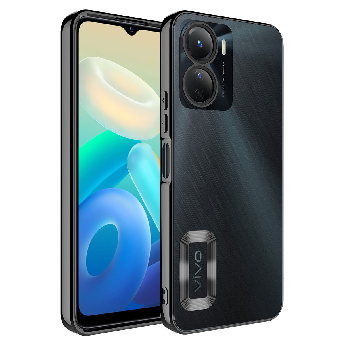 Vivo Y16 Kılıf Kamera Korumalı Logo Gösteren NXXA Omega Kapak-Siyah
