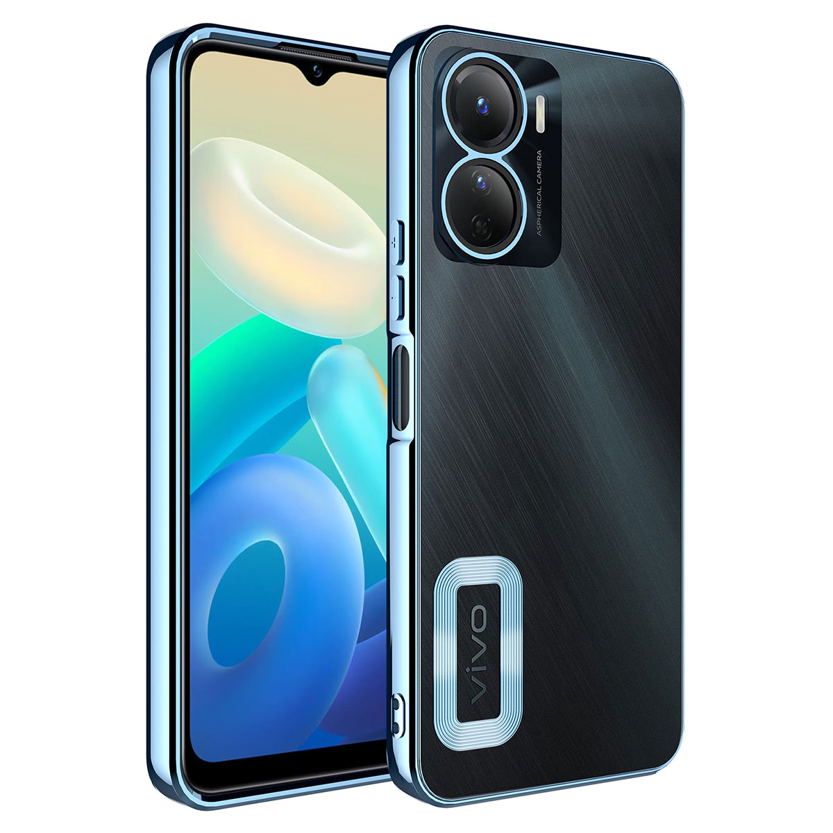Vivo Y16 Kılıf Kamera Korumalı Logo Gösteren NXXA Omega Kapak-Sierra Mavi