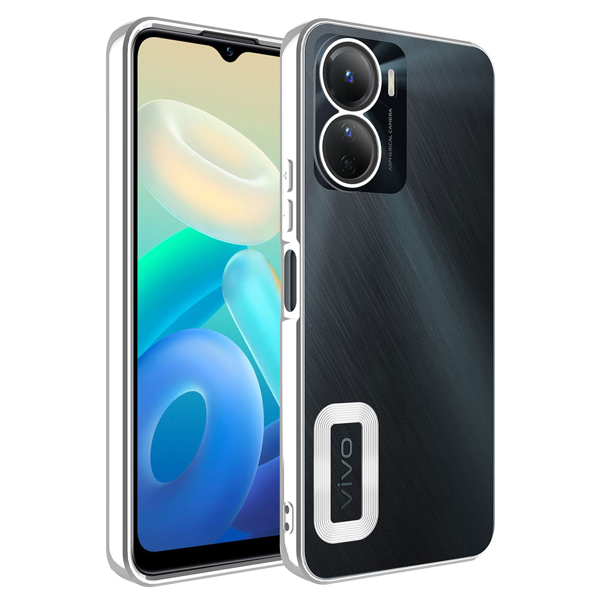 Vivo Y16 Kılıf Kamera Korumalı Logo Gösteren NXXA Omega Kapak-Gümüş