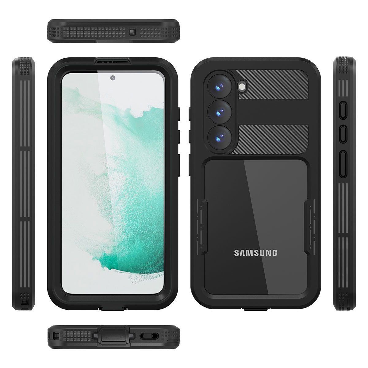 Galaxy S23 Plus Kılıf 1-1 Su Geçirmez Kılıf-Siyah