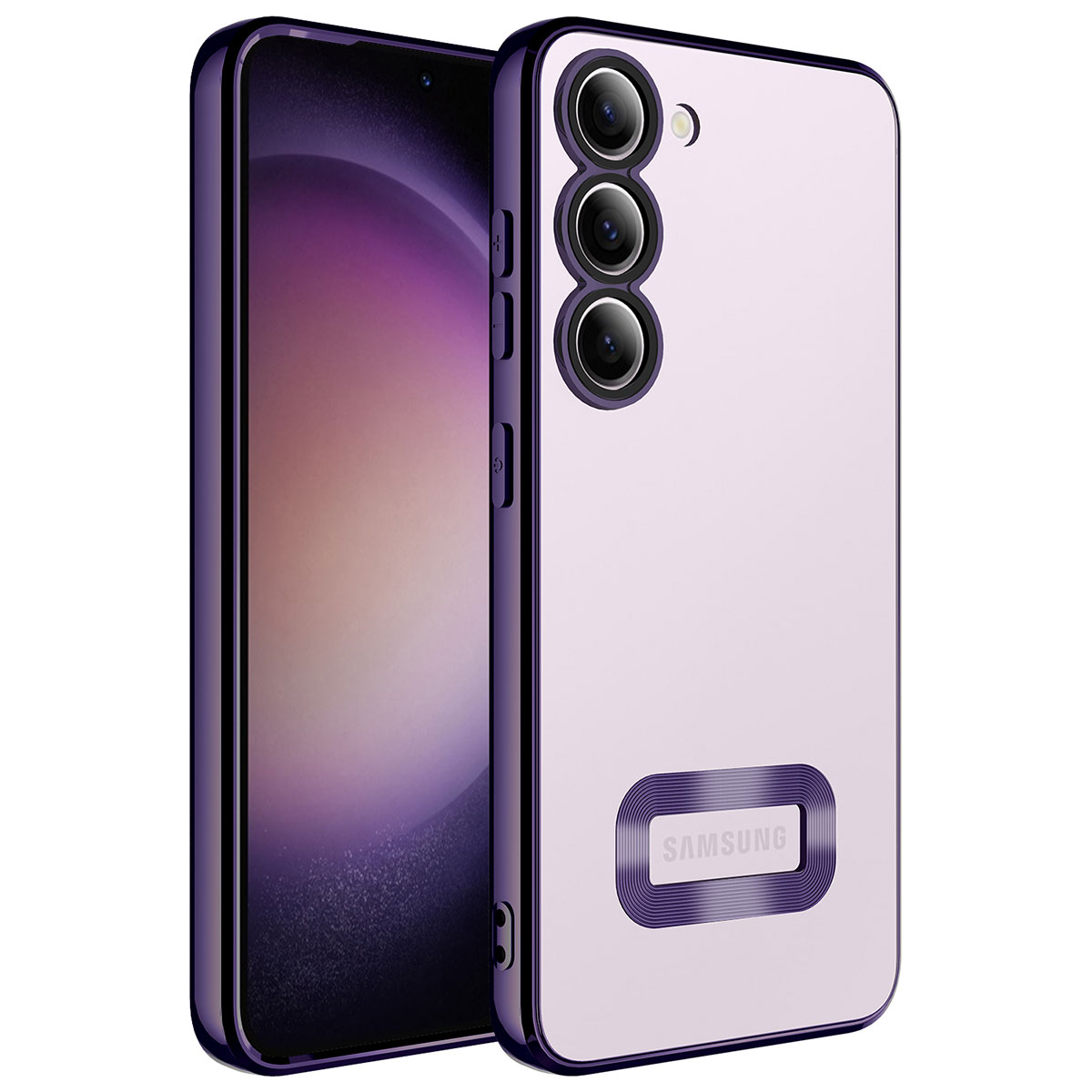 Galaxy S23 Plus Kılıf Kamera Korumalı Logo Gösteren NXXA Omega Kapak-Derin Mor