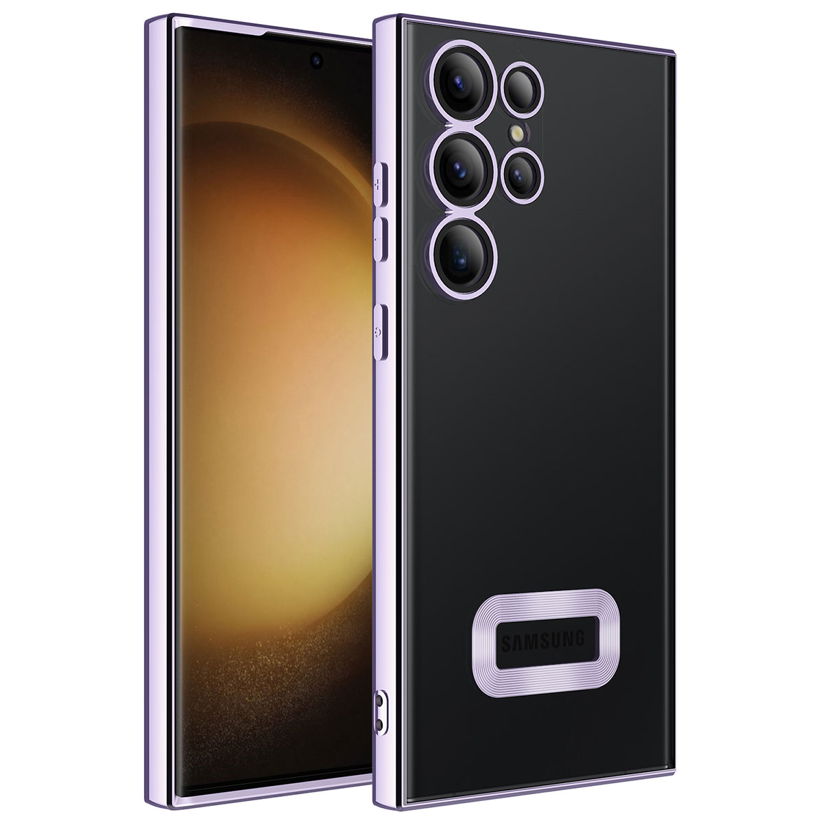 Galaxy S23 Ultra Kılıf Kamera Korumalı Logo Gösteren NXXA Omega Kapak-Lila