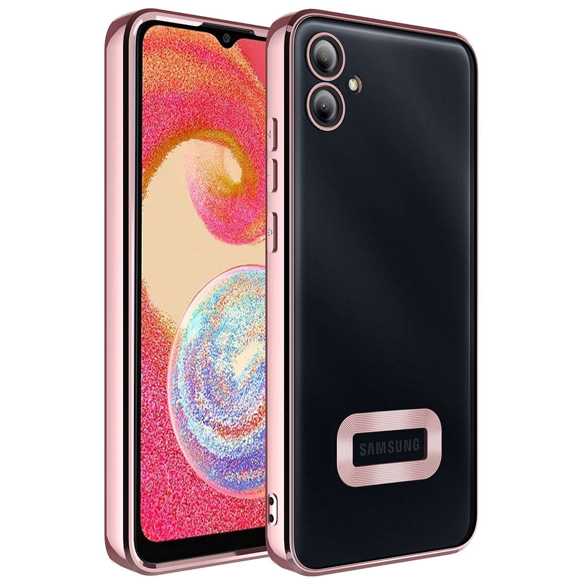 Galaxy A04E Kılıf Kamera Korumalı Logo Gösteren NXXA Omega Kapak-Rose Gold