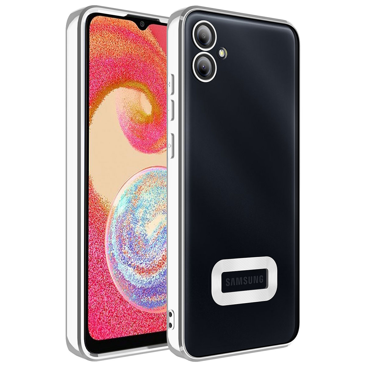Galaxy A04E Kılıf Kamera Korumalı Logo Gösteren NXXA Omega Kapak-Gümüş