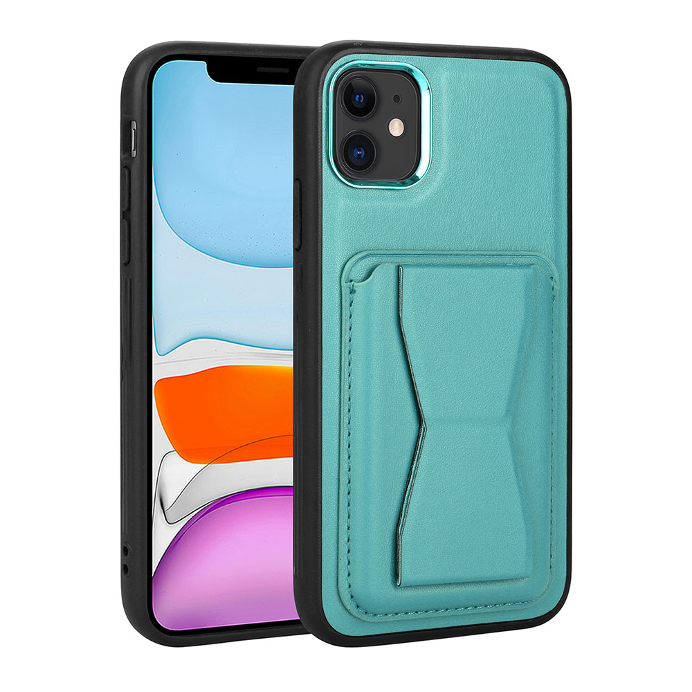 iPhone 11 Uyumlu Kartlıklı Standlı Pu Deri NXXA Memo Kapak-Mavi