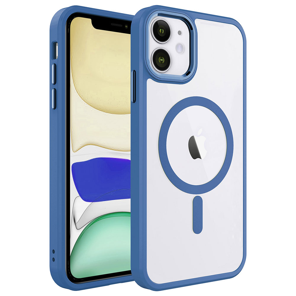iPhone 11 Uyumlu Wireless Şarj Özellikli NXXA Krom Magsafe Silikon Kapak-Lavendery Gray