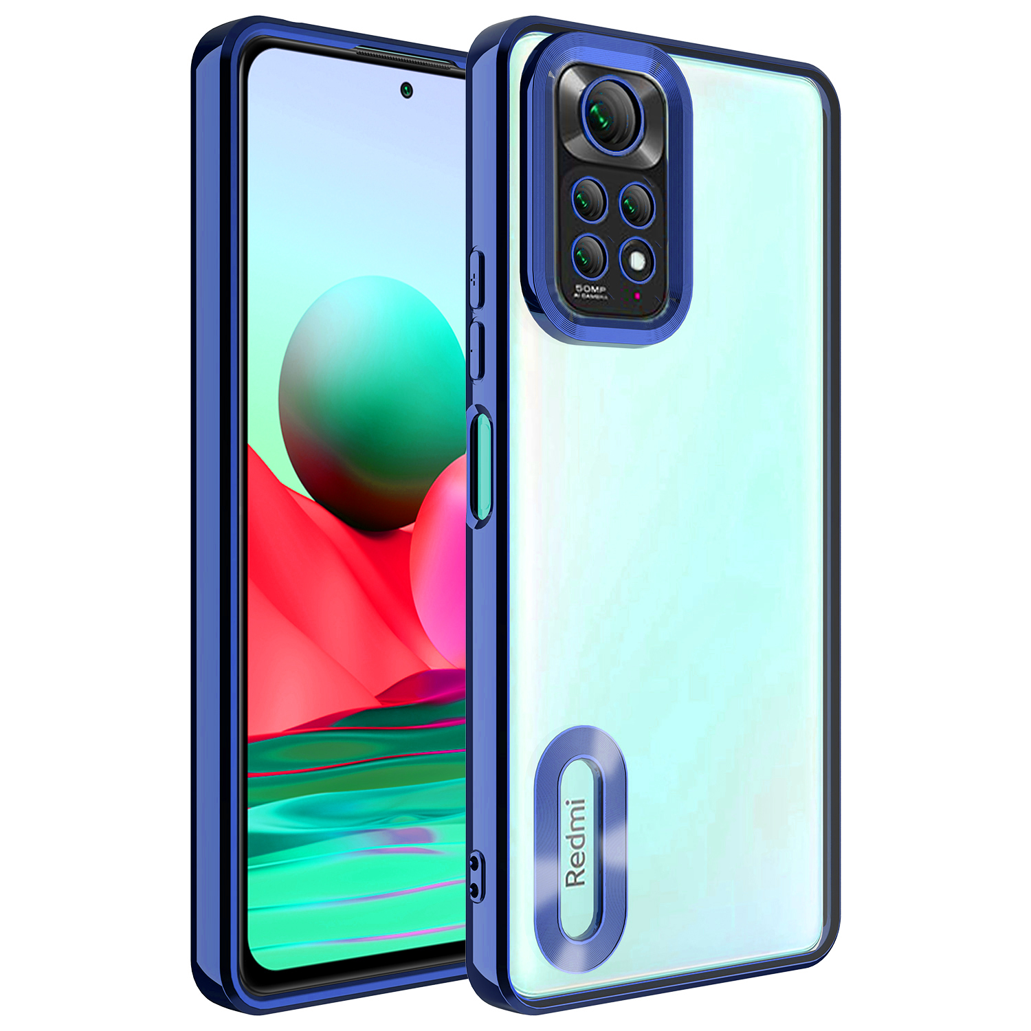 Xiaomi Redmi Note 11 Global Kılıf Kamera Korumalı Logo Gösteren NXXA Omega Kapak-Lacivert