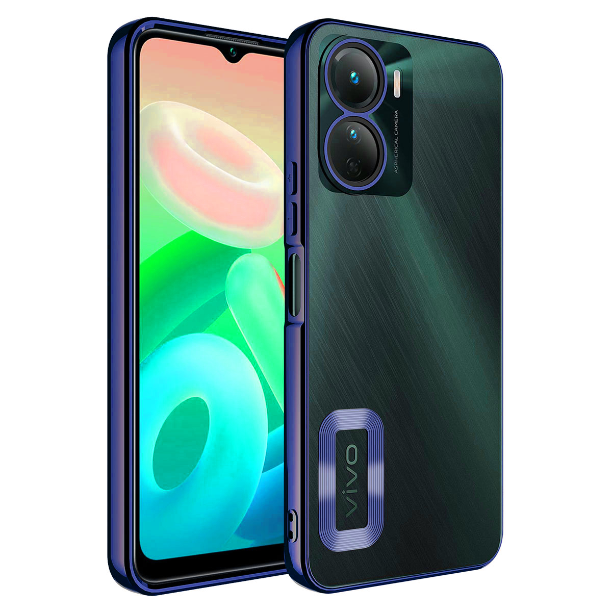 Vivo Y16 Kılıf Kamera Korumalı Logo Gösteren NXXA Omega Kapak-Lacivert