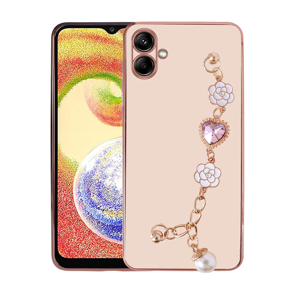 Galaxy A04 Kılıf El Tutamaçlı Kamera Korumalı NXXA Taka Silikon Kapak-Pembe