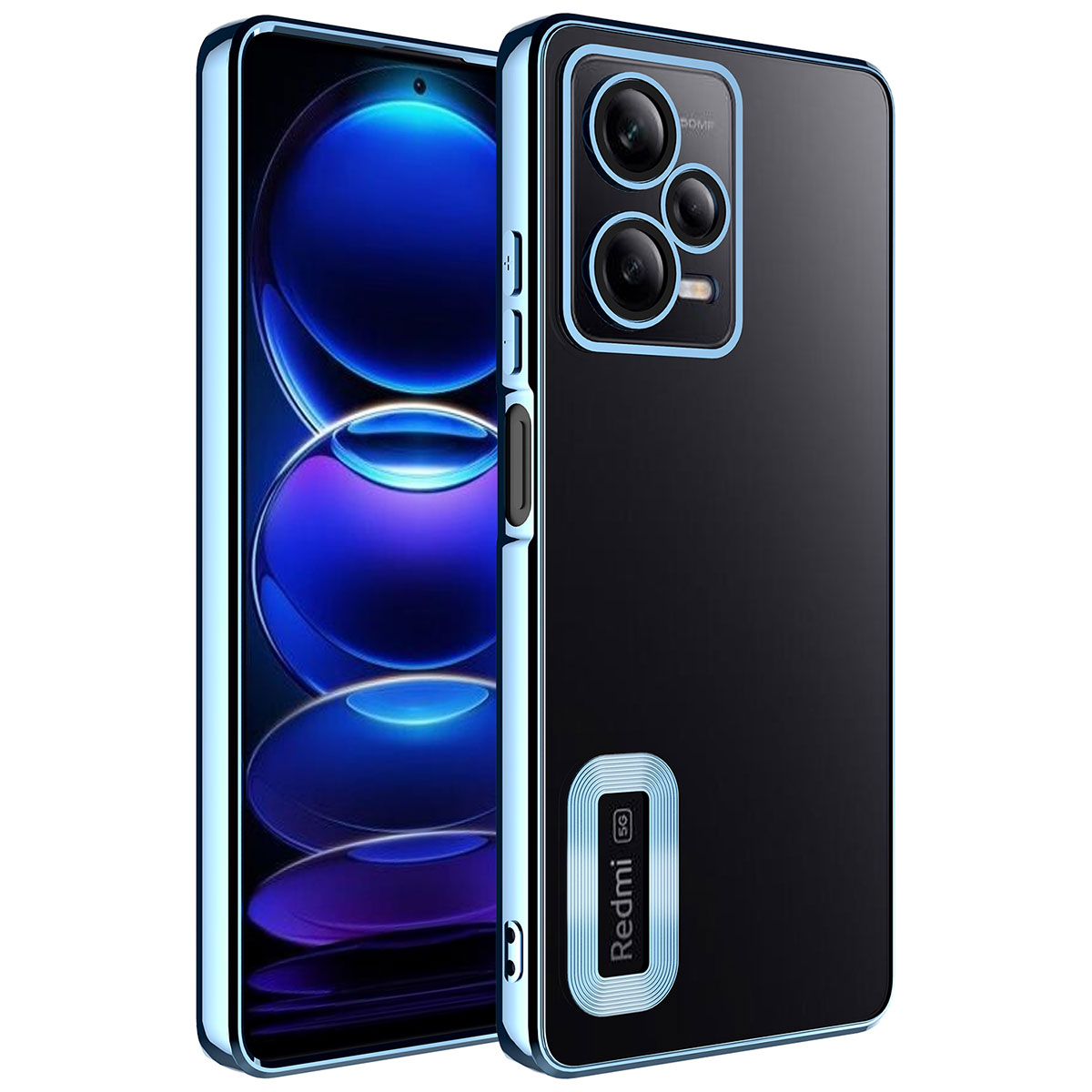Xiaomi Redmi Note 12 5G Kılıf Kamera Korumalı Logo Gösteren NXXA Omega Kapak-Sierra Mavi