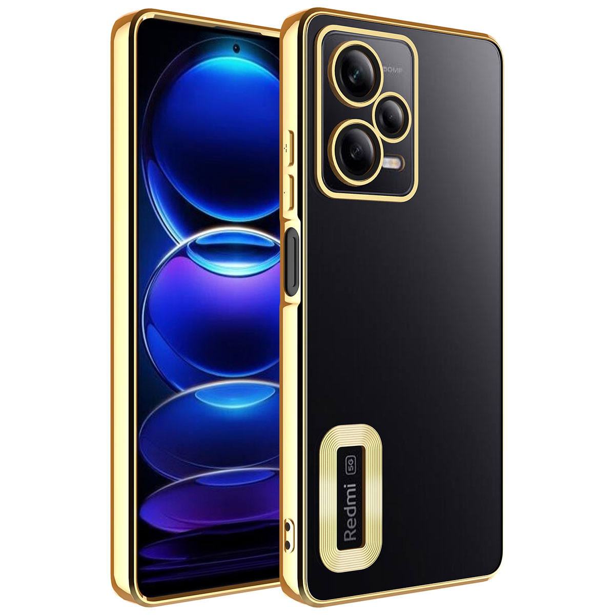 Xiaomi Redmi Note 12 5G Kılıf Kamera Korumalı Logo Gösteren NXXA Omega Kapak-Gold