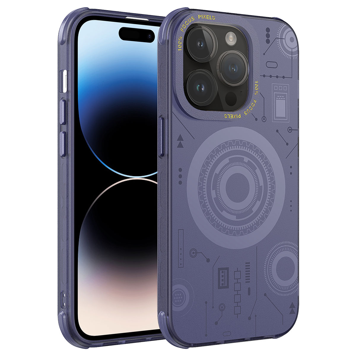 iPhone 14 Pro Uyumlu NXXA Wireless Şarj Özellikli Desenli Hot Kapak-Derin Mor