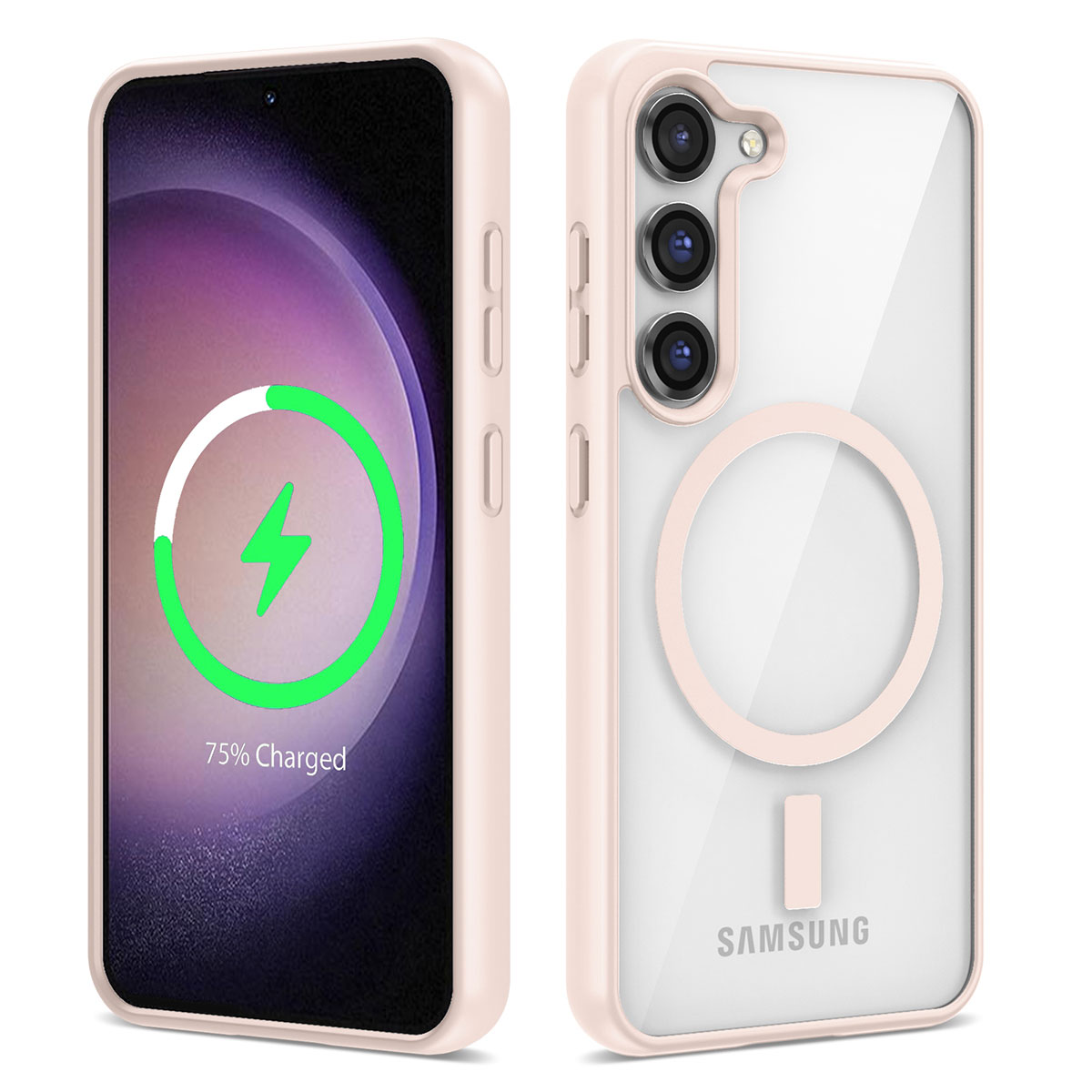 Galaxy S23 Plus Kılıf Magsafe Wireless Şarj Özellikli Silikon NXXA Ege Kapak-Pembe