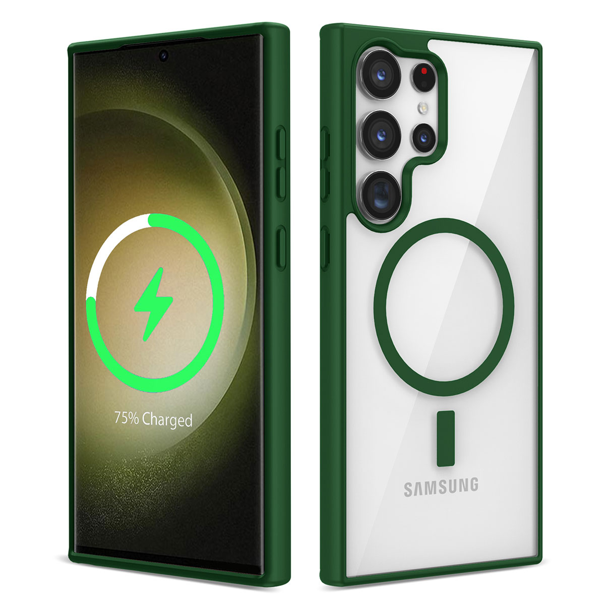 Galaxy S22 Ultra Kılıf Magsafe Wireless Şarj Özellikli Silikon NXXA Ege Kapak-Yeşil