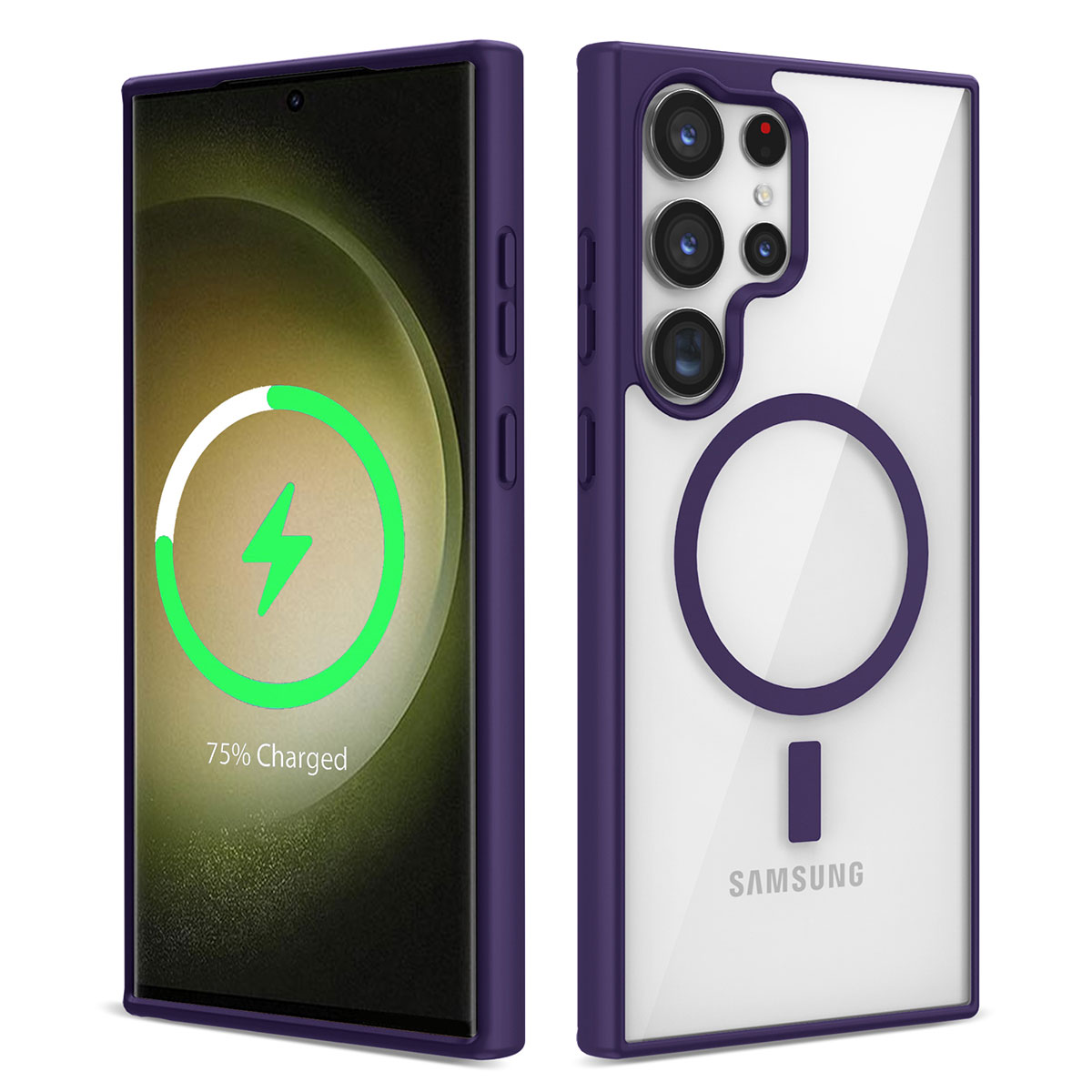Galaxy S22 Ultra Kılıf Magsafe Wireless Şarj Özellikli Silikon NXXA Ege Kapak-Mor
