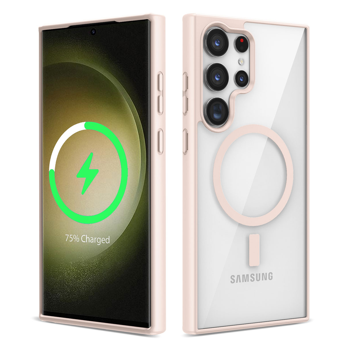 Galaxy S23 Ultra Kılıf Magsafe Wireless Şarj Özellikli Silikon NXXA Ege Kapak-Pembe