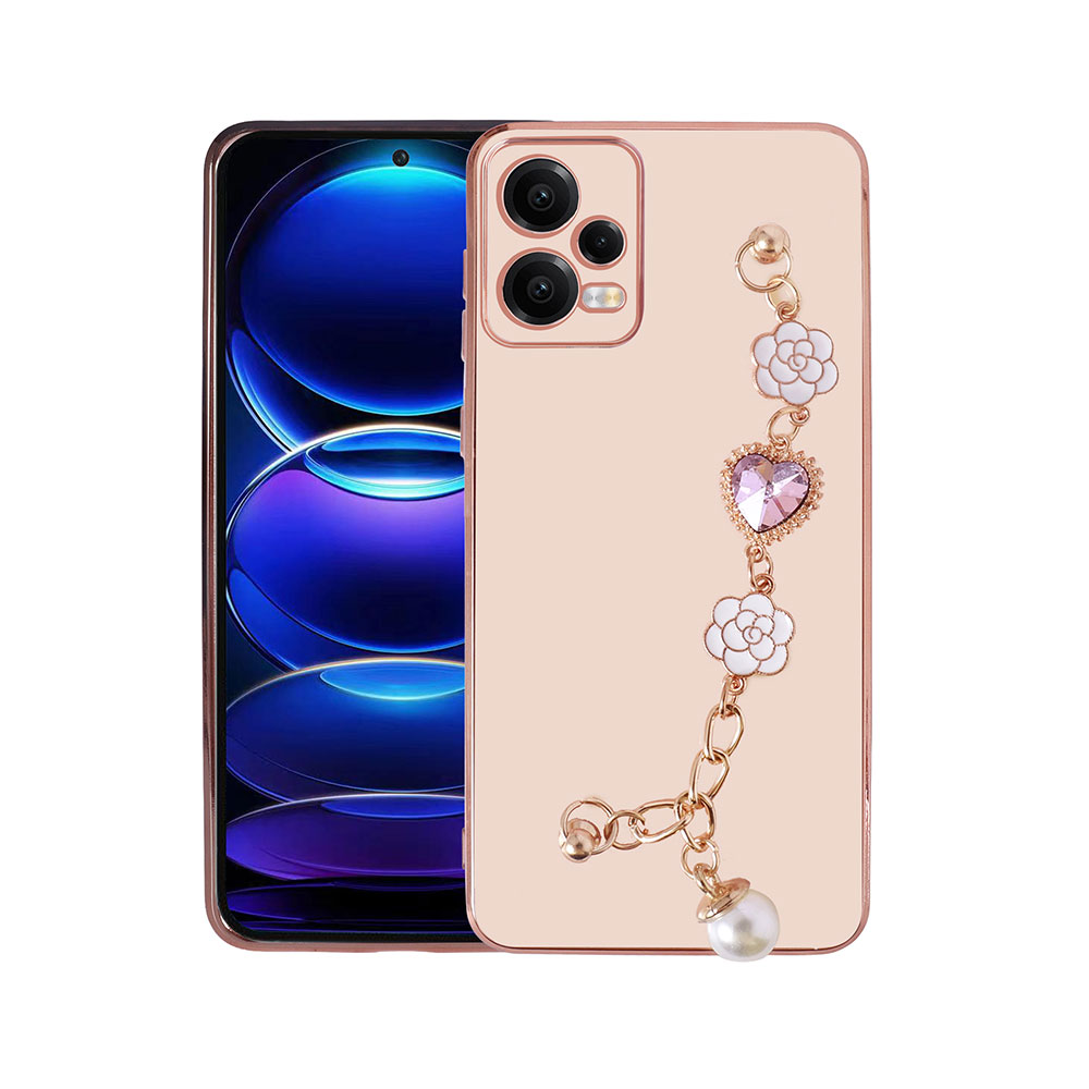 Xiaomi Redmi Note 12 5G Kılıf El Tutamaçlı Kamera Korumalı NXXA Taka Silikon Kapak-Pembe