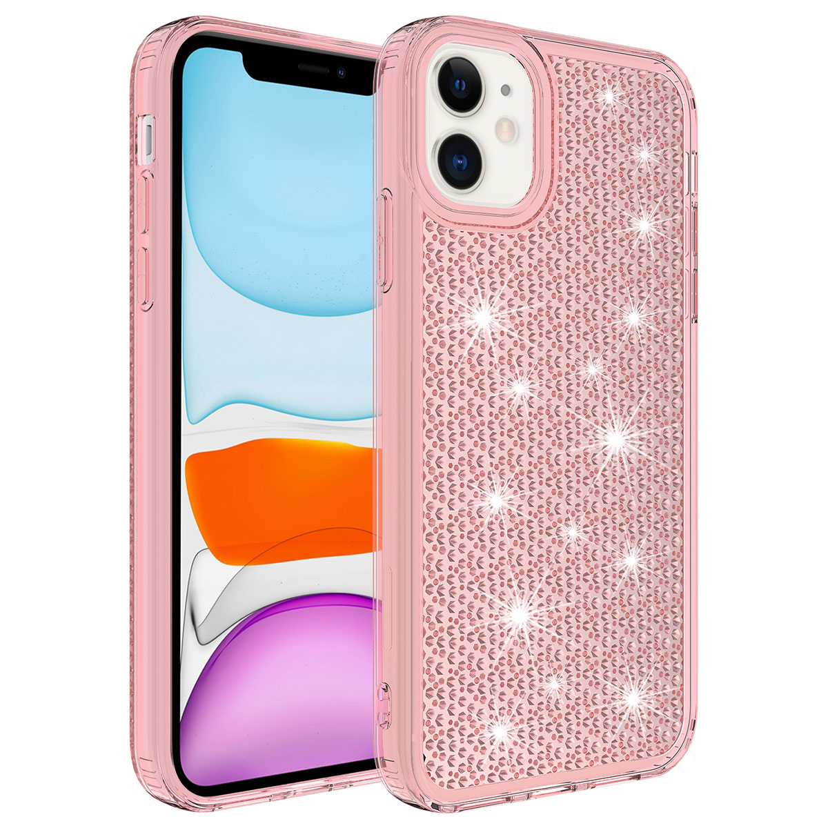 Apple iPhone 11 Kılıf Airbagli Parlak Tasarımlı NXXA Snow Kapak-Pembe