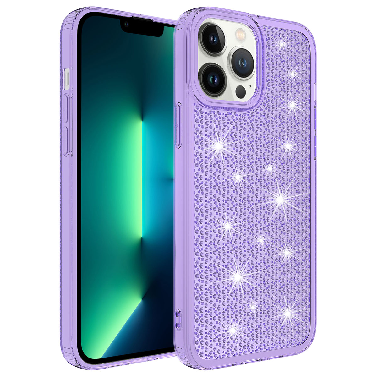 iPhone 13 Pro Uyumlu Airbagli Parlak Tasarımlı NXXA Snow Kapak-Mor