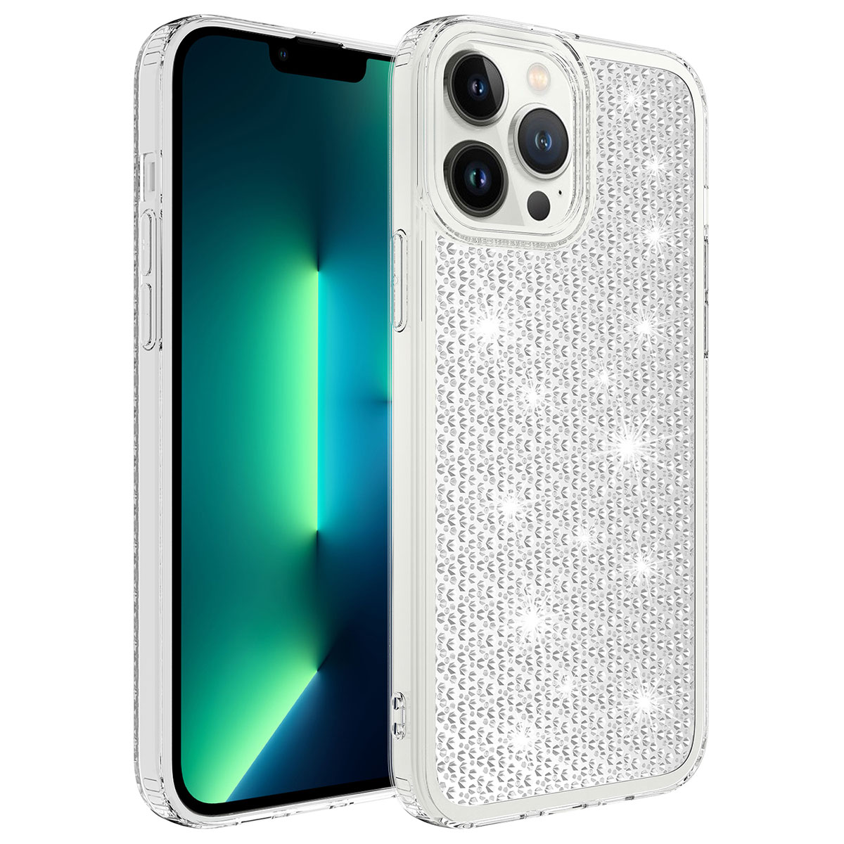iPhone 13 Pro Max Uyumlu Airbagli Parlak Tasarımlı NXXA Snow Kapak-Renksiz