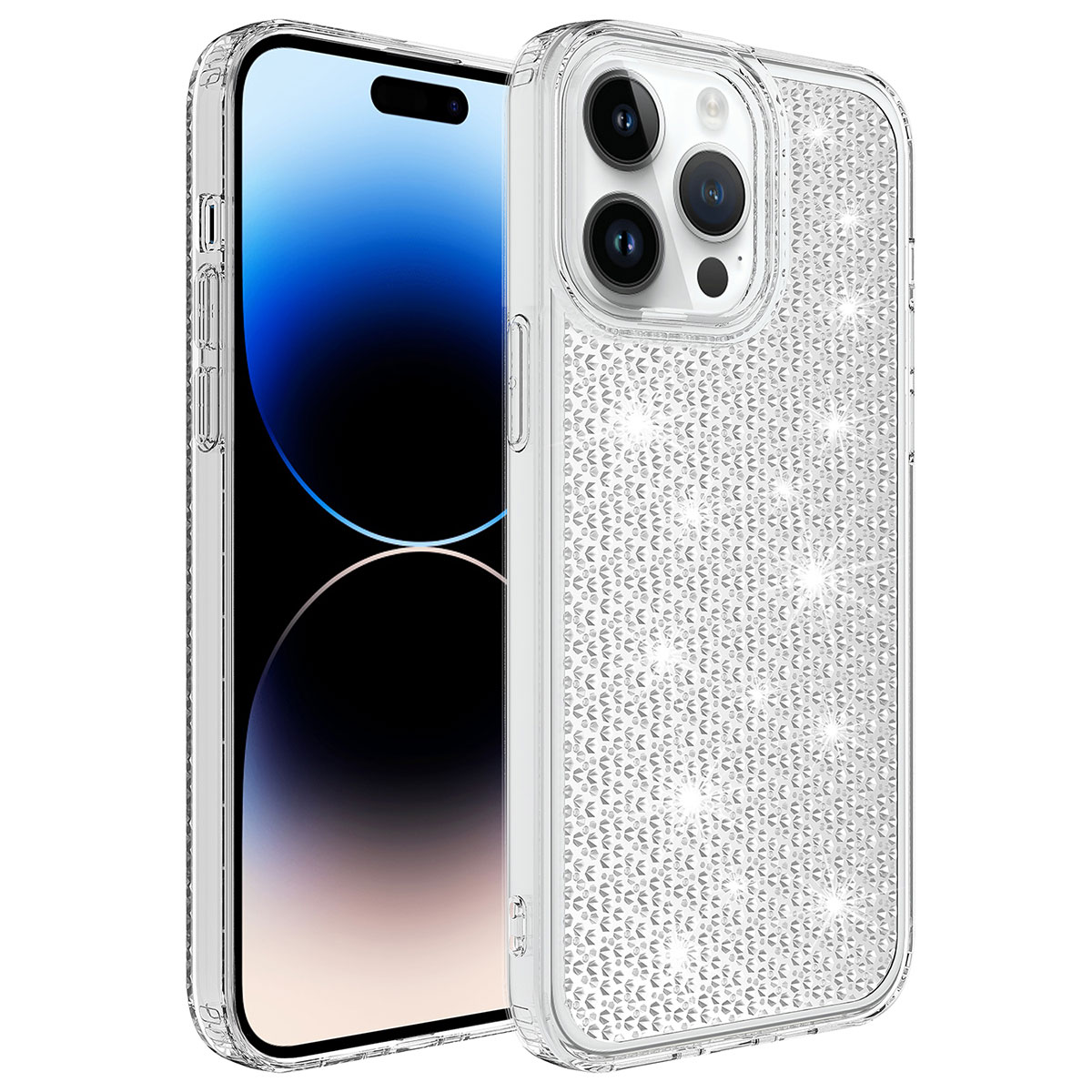 iPhone 14 Pro Uyumlu Airbagli Parlak Tasarımlı NXXA Snow Kapak-Renksiz