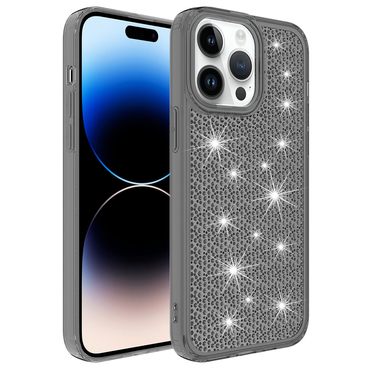 iPhone 14 Pro Uyumlu Airbagli Parlak Tasarımlı NXXA Snow Kapak-Siyah