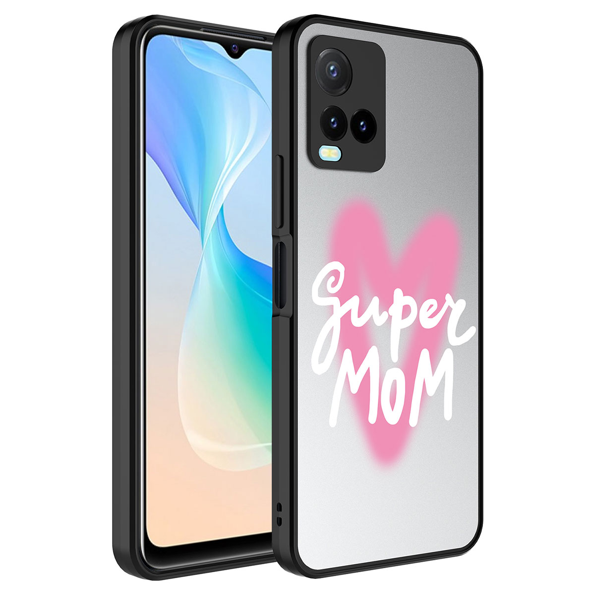 Vivo Y33S Kılıf Aynalı Desenli Kamera Korumalı Parlak NXXA Mirror Kapak-Süper Anne