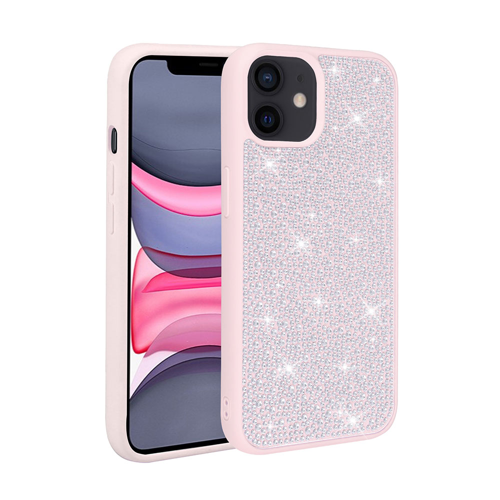 iPhone 11 Uyumlu Parlak Taşlı Tasarım NXXA Ston Kapak-Pembe