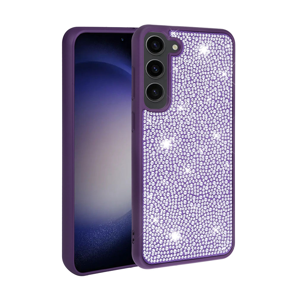 Galaxy S23 Kılıf Parlak Taşlı Tasarım NXXA Ston Kapak-Derin Mor