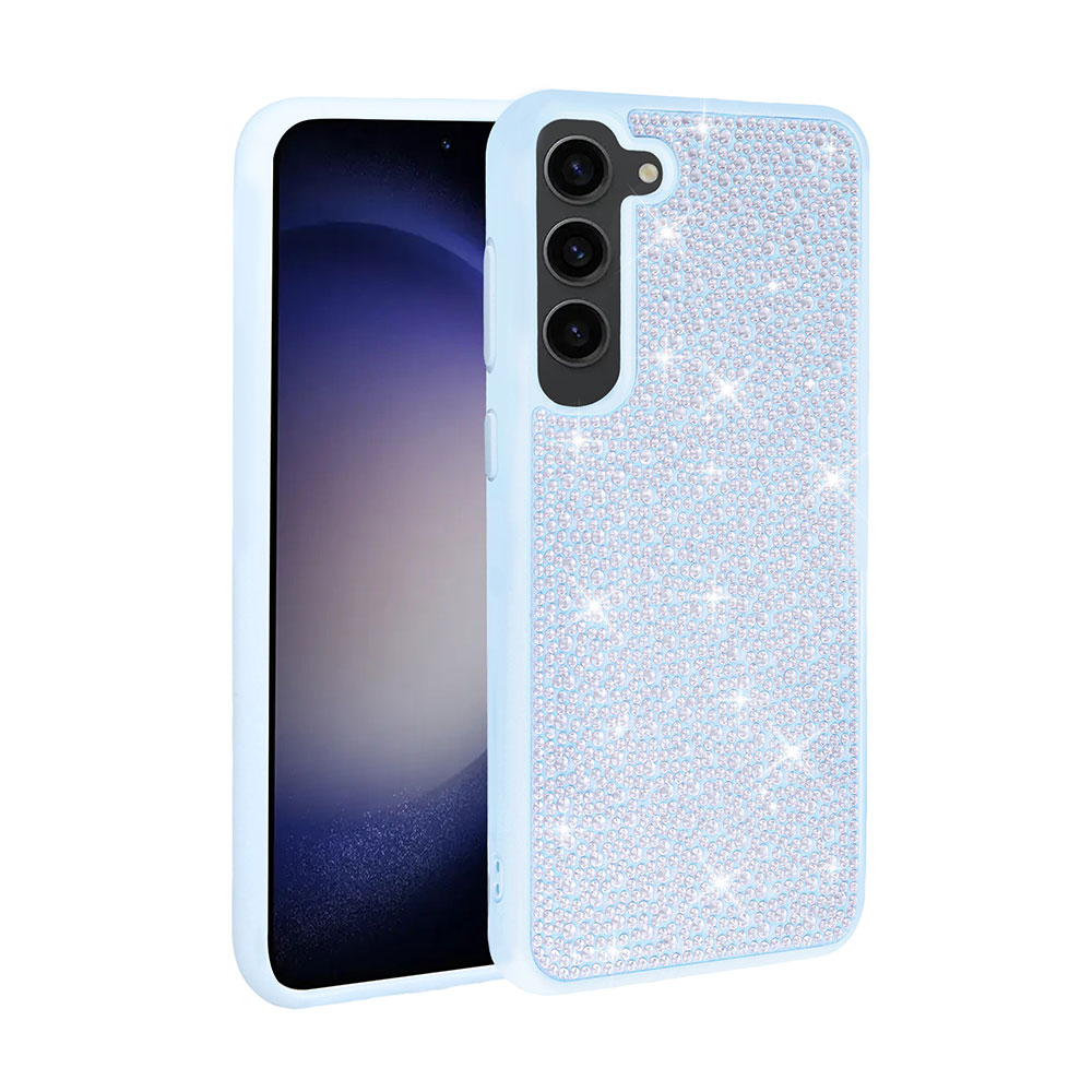 Galaxy S23 Kılıf Parlak Taşlı Tasarım NXXA Ston Kapak-Mavi Açık