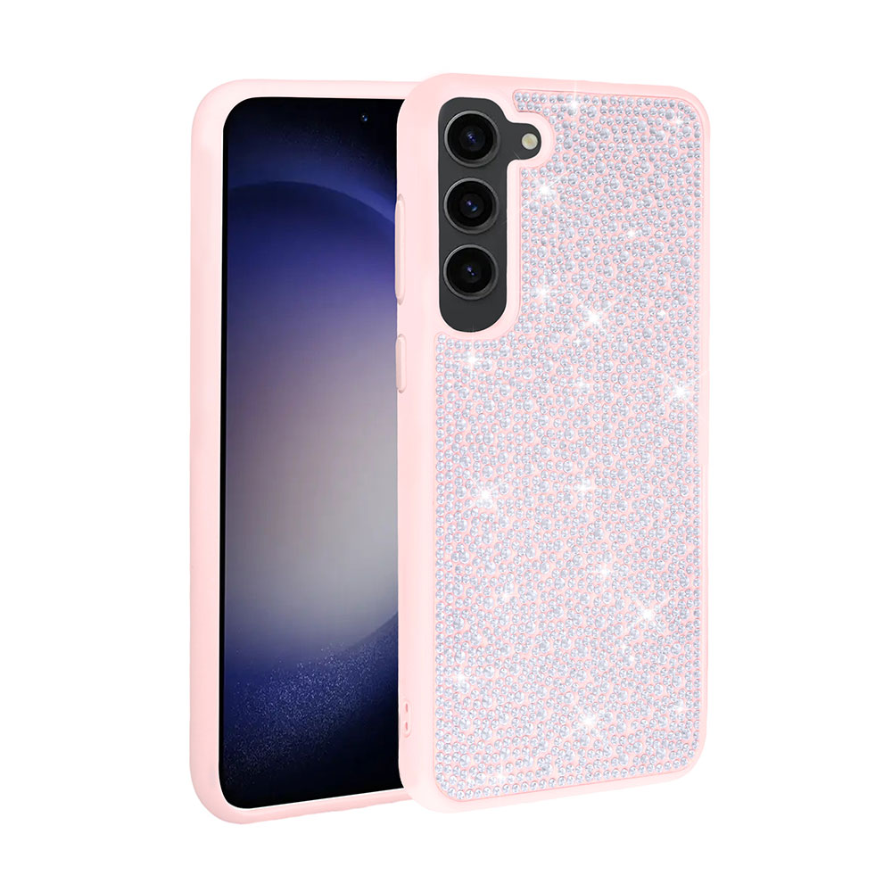 Galaxy S23 Plus Kılıf Parlak Taşlı Tasarım NXXA Ston Kapak-Pembe