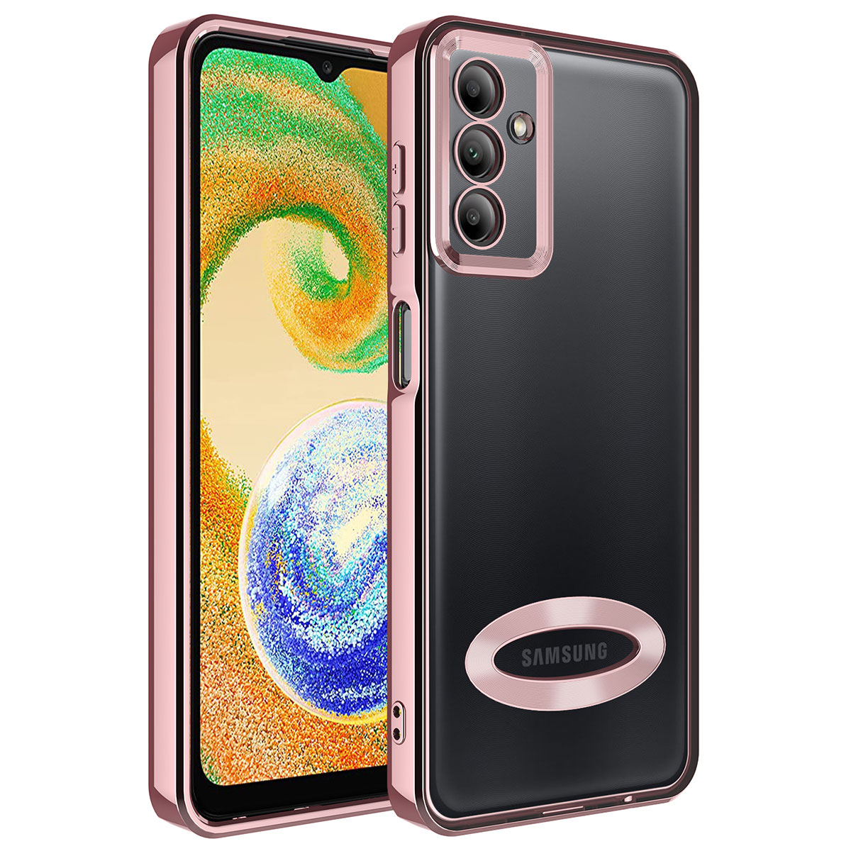 Galaxy A14 Kılıf Kamera Korumalı Logo Gösteren NXXA Omega Kapak-Rose Gold