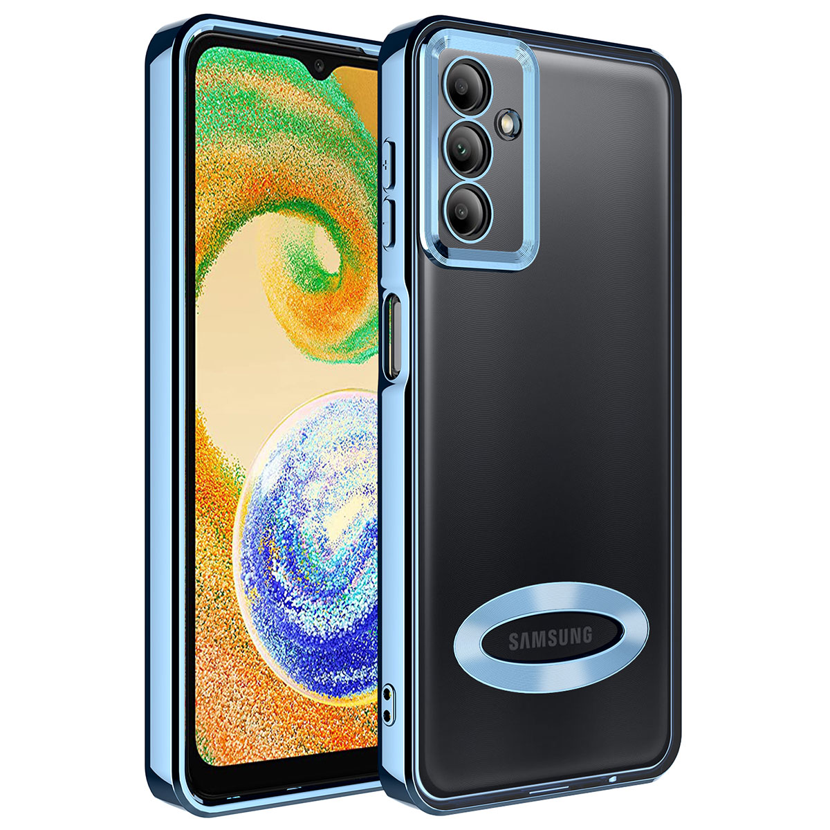 Galaxy A14 Kılıf Kamera Korumalı Logo Gösteren NXXA Omega Kapak-Sierra Mavi