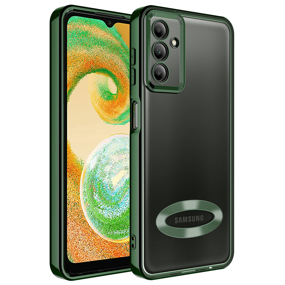 Galaxy A14 Kılıf Kamera Korumalı Logo Gösteren NXXA Omega Kapak-Koyu Yeşil