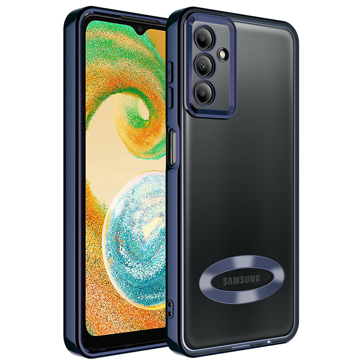 Galaxy A14 Kılıf Kamera Korumalı Logo Gösteren NXXA Omega Kapak-Lacivert