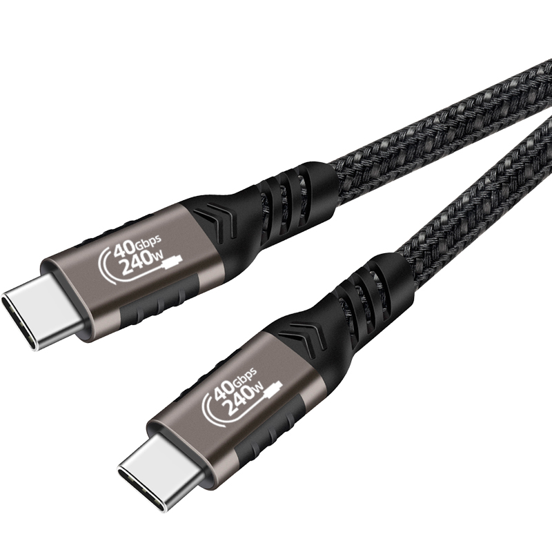 Siyah QG01 Type-C to Type-C USB4 PD Data Kablosu 240W 40Gbps 8K@60Hz 0.5 Metre