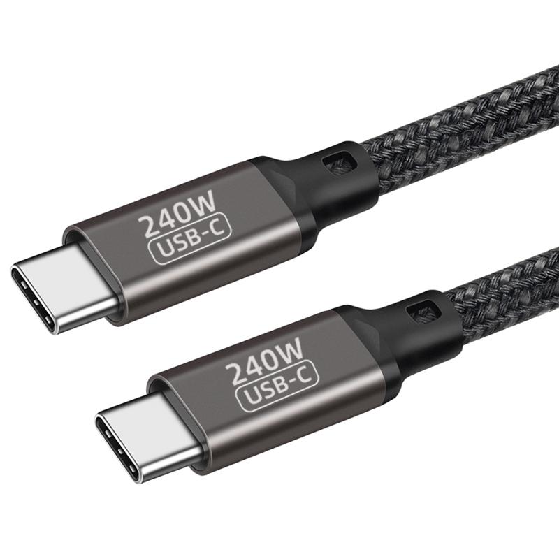 Siyah QG02 Type-C to Type-C PD3.1 Data Kablosu 240W 480Mbps 1.5 Metre