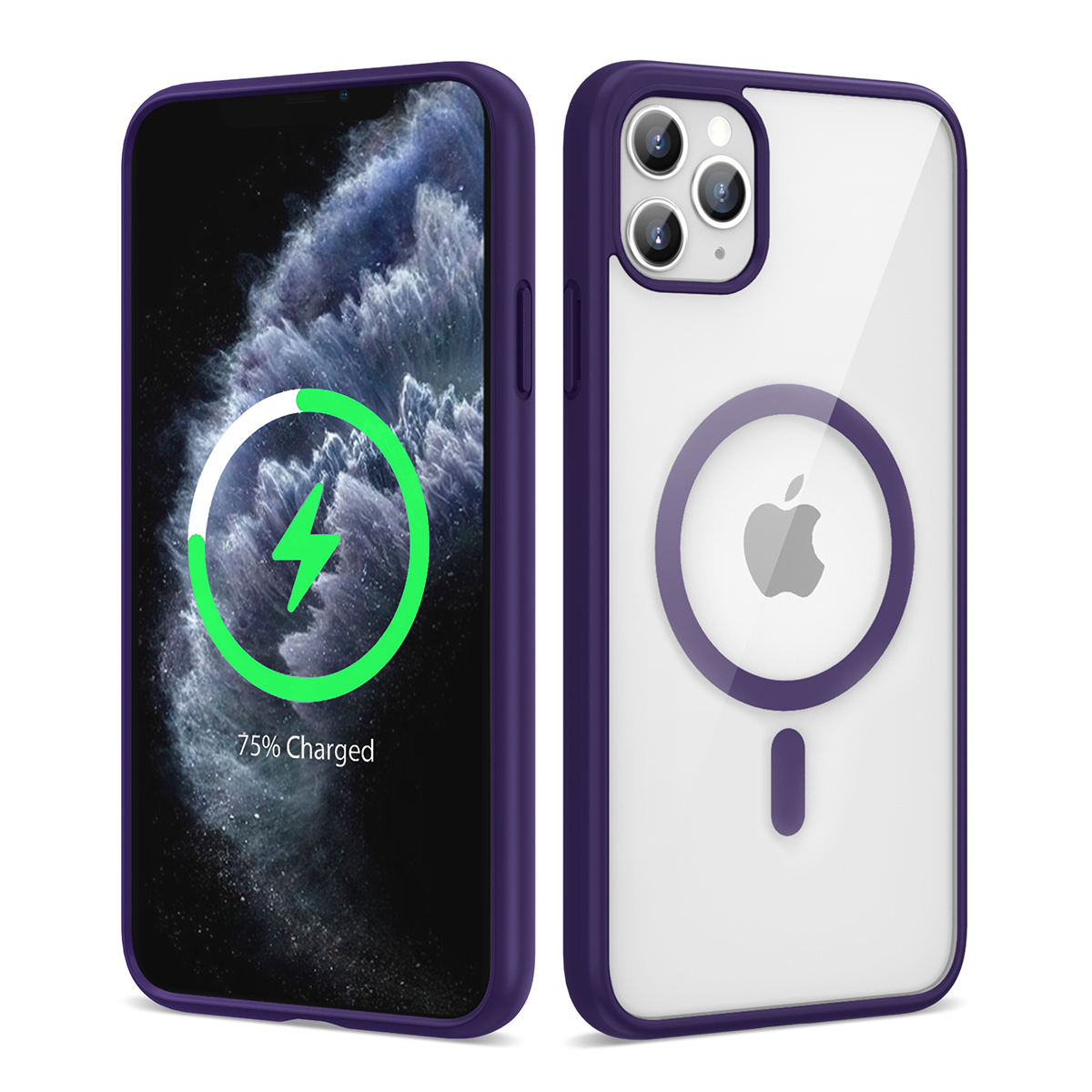Apple iPhone 11 Pro Kılıf Magsafe Wireless Şarj Özellikli Silikon NXXA Ege Kapak-Derin Mor
