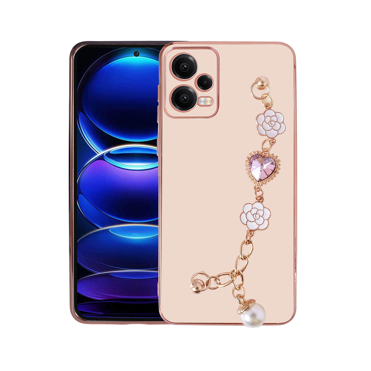 Xiaomi Redmi Note 12 4G Kılıf El Tutamaçlı Kamera Korumalı NXXA Taka Silikon Kapak-Pembe