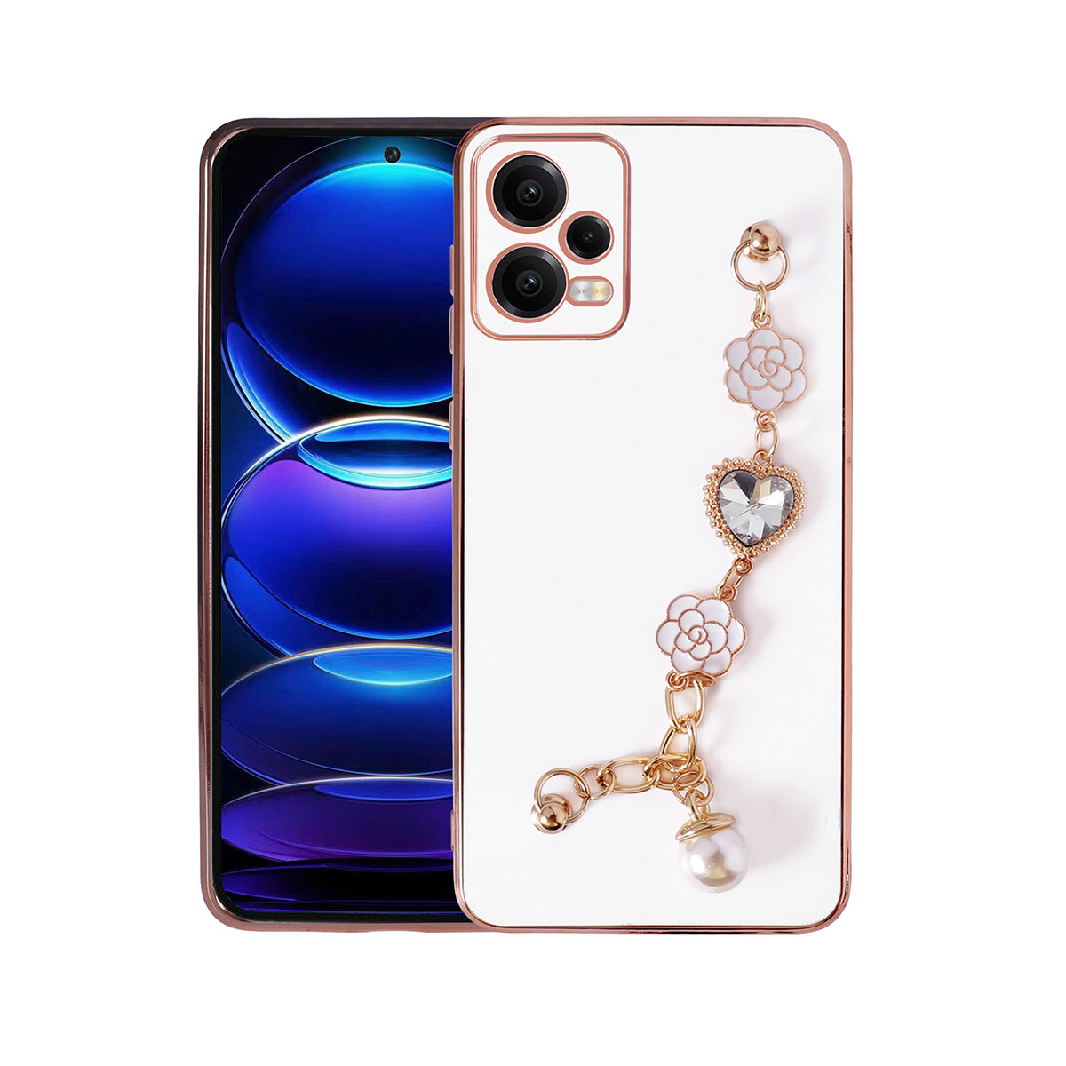 Xiaomi Redmi Note 12 4G Kılıf El Tutamaçlı Kamera Korumalı NXXA Taka Silikon Kapak-Beyaz