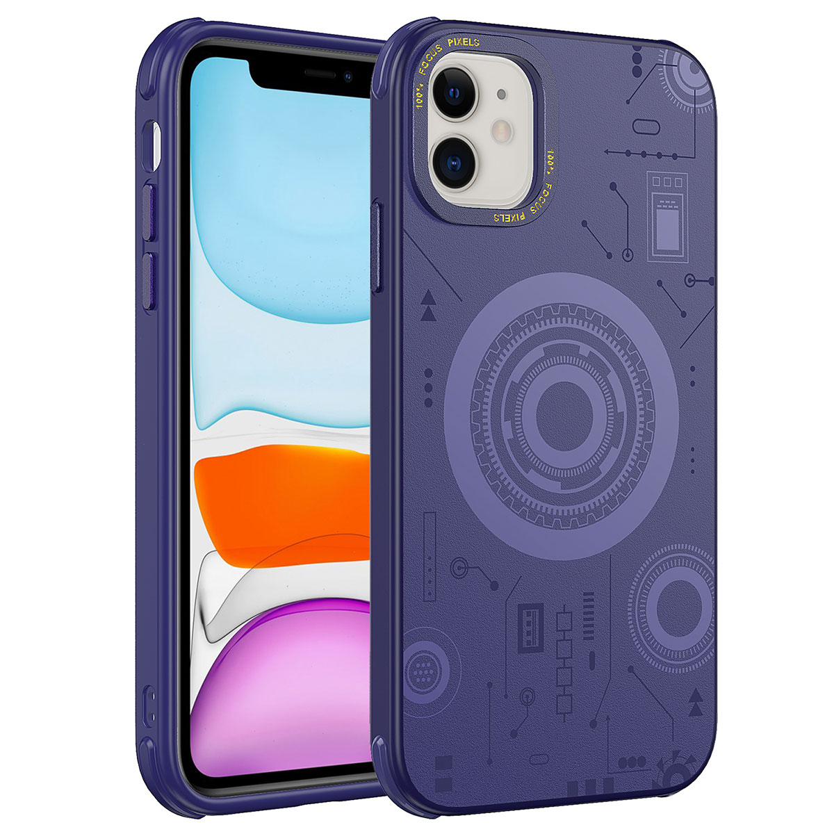 iPhone 11 Uyumlu NXXA Wireless Şarj Özellikli Desenli Hot Kapak-Derin Mor