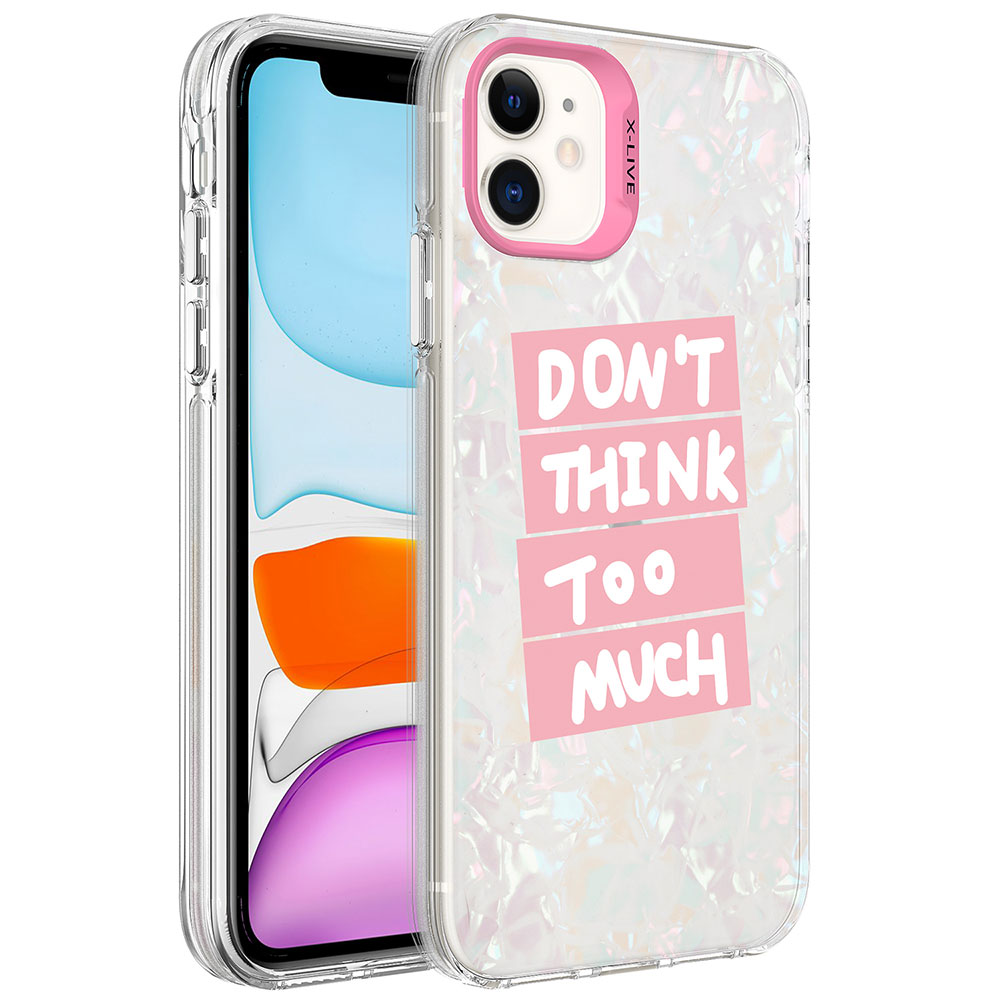 Apple iPhone 12 Kılıf Mermer Desenli NXXA Marbello Kapak-Pembe
